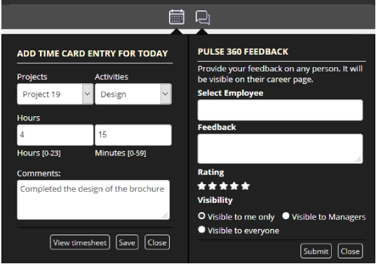 Timecards and 360 Pulse Feedback Timecards and 360 Pulse Feedback